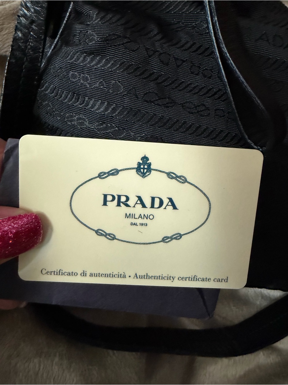 PRADA Tessuto Nylon Pochette, in Signature Logo Design & Matte Silver Hardware - Picture 11 of 14